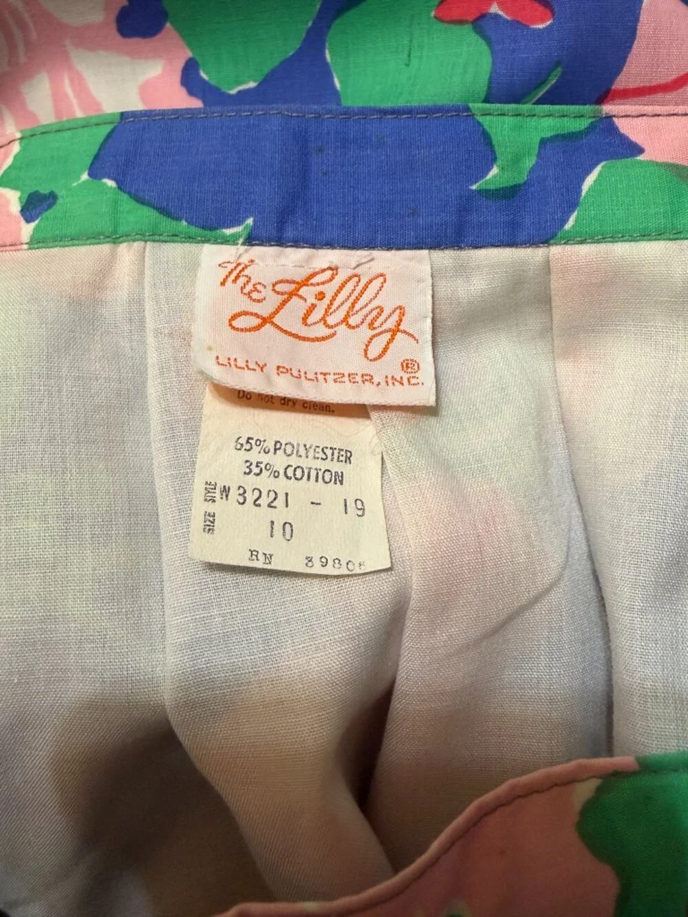 VTG 1970s Lilly Pulitzer THE LILLY Skirt Blue Purple Pink Floral Ribbon